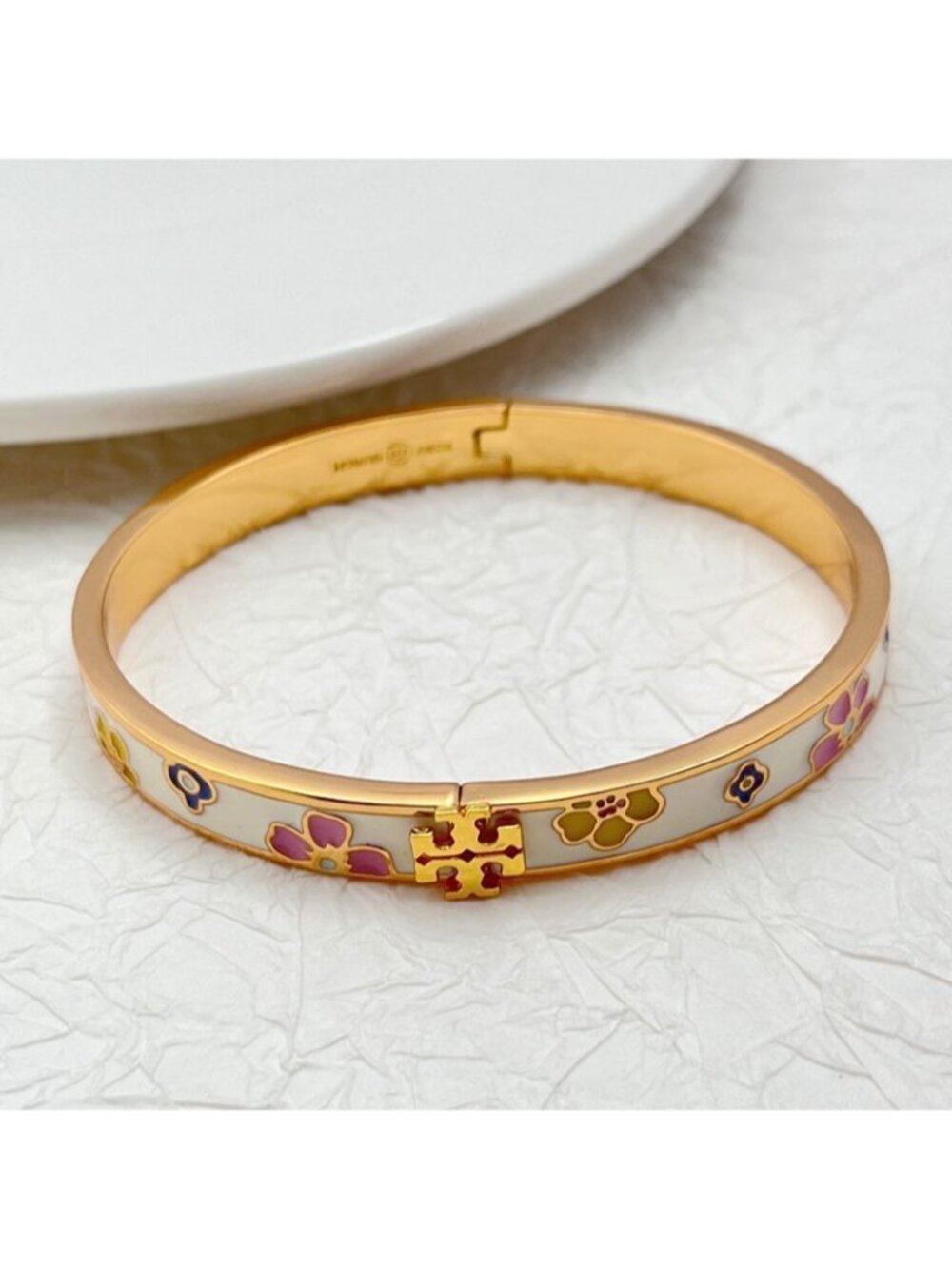 Gold/Pink Logo Bracelet